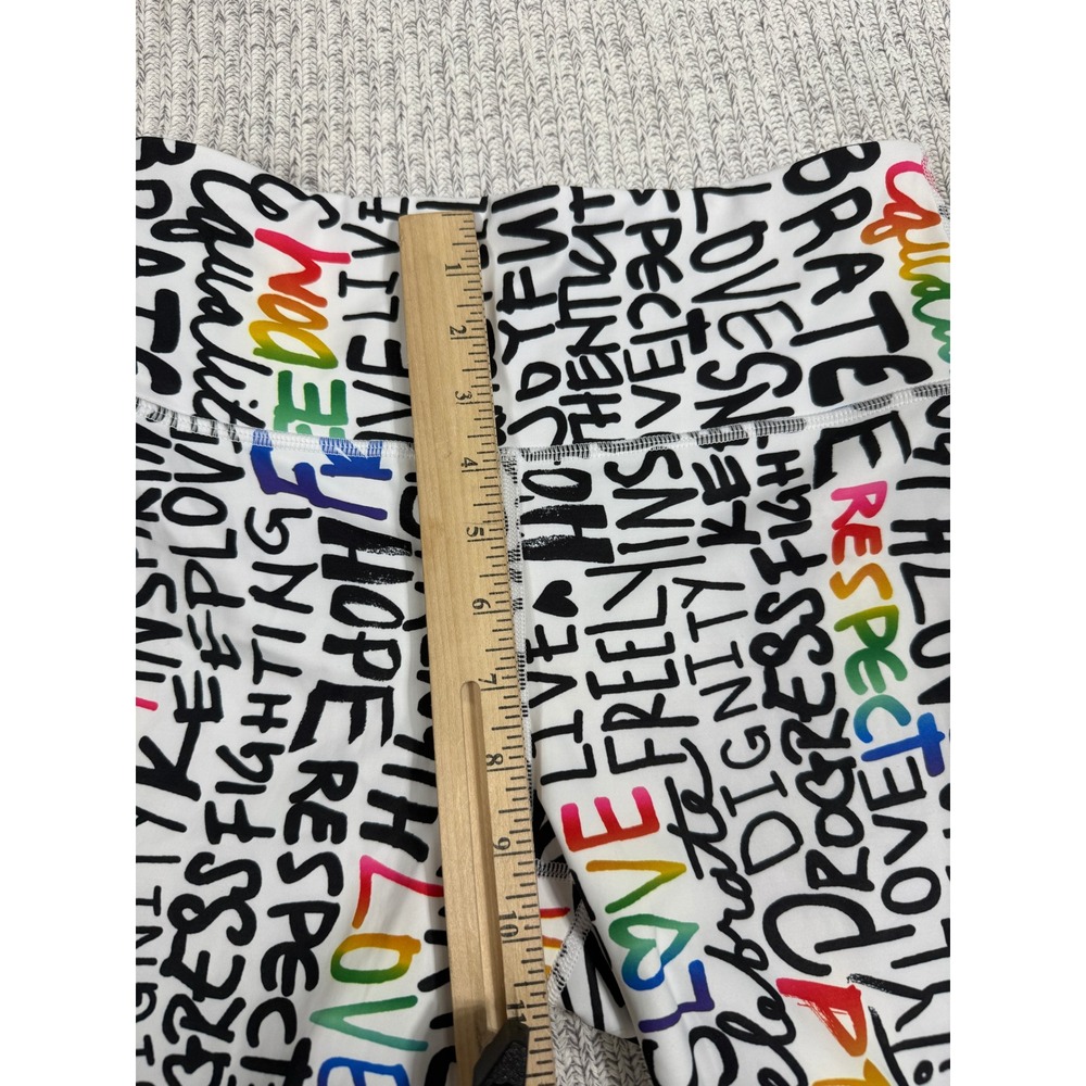 Athleta Pride Elation Train Short Womens Medium White Multicolor Graffiti Print - Picture 7 of 12